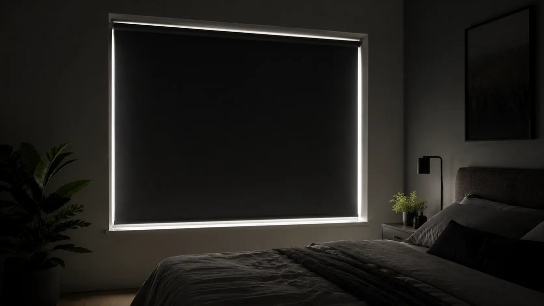 Store occultant avec un liseré de lumière sur les côtés à corriger