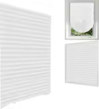 Store plissé occultant sans perçage coloris blanc pour fenêtre de chambre ou bureau
